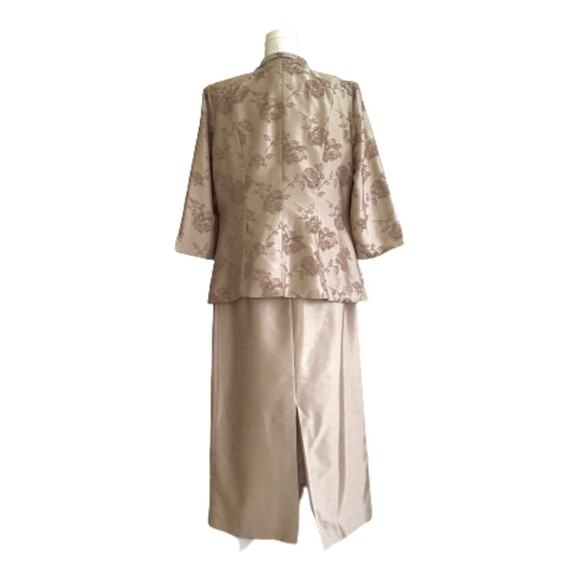 Jessica Howard Evenings Jacket Dress Woman Tan Sequins 2 Piece Midi Size 14W - Picture 5 of 14